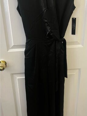 TAHARI Black Sleeveless Side Tie Jumpsuit 2 NEW